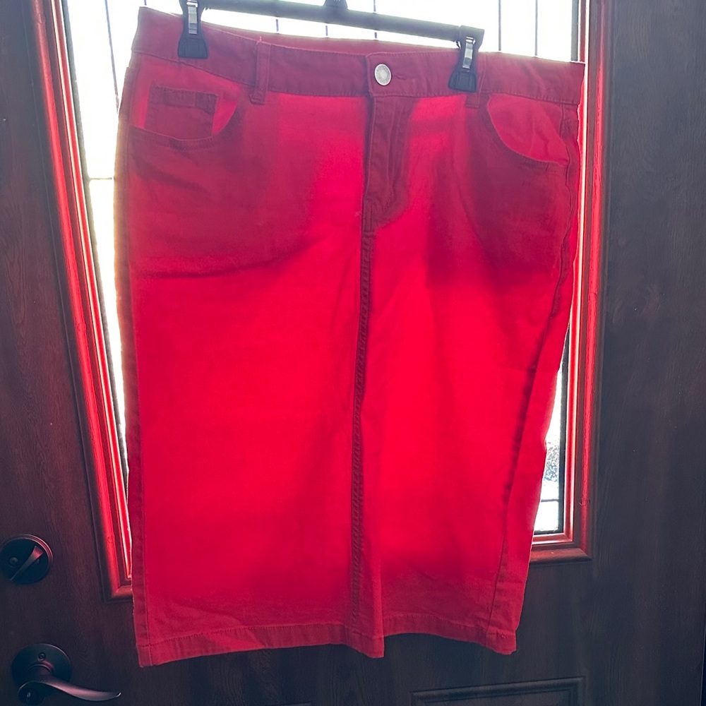 Vibrant Red Corduroy Skirt